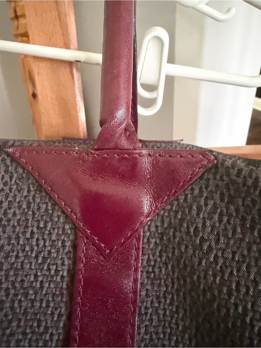 Vintage Yves Saint Laurent Burgundy & Gray Boston Bag | Classic YSL Satchel | Au - Picture 6 of 15